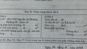 Bán nhà 449/10 Bà Hạt Phường 8 Quận 10