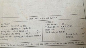 Bán nhà 292/12a Bà Hạt Phường 9 Quận 10