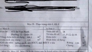Bán nhà 473 Sư Vạn Hạnh Phường 12 Quận 10