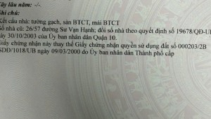Bán nhà 662/45 Sư Vạn Hạnh Phường 12 Quận 10