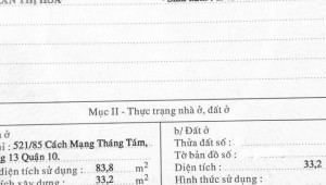 Bán nhà 521/85 Cách Mạng Tháng Tám Phường 13 Quận 10