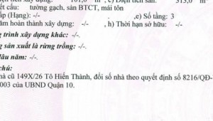 Bán nhà 249 Tô Hiến Thành Phường 13 Quận 10