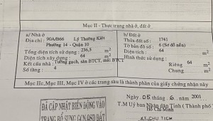 Bán nhà 284/41/3 Lý Thường Kiệt Phường 14 Quận 10