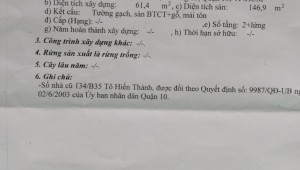 Bán nhà 266/70 Tô Hiến Thành Phường 15 Quận 10