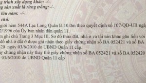 Bán nhà 544a/24 Lạc Long Quân Phường 5 Quận 11
