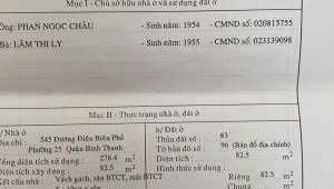 Bán nhà 545 Điện Biên Phủ Phường 1 Quận Bình Thạnh