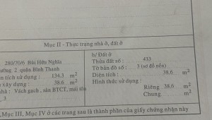 Bán nhà 280/70/6 Bùi Hữu Nghĩa Phường 2 Quận Bình Thạnh