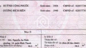 Bán nhà 32A Nguyễn An Ninh Phường 14 Quận Bình Thạnh