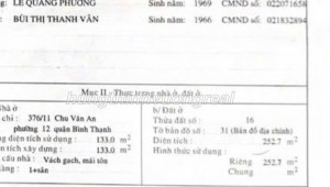 Bán nhà 376/11 Chu Văn An Phường 17 Quận Bình Thạnh
