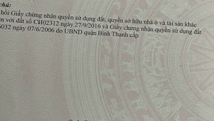 Bán nhà 30/6-30/8 Xô Viết Nghệ Tĩnh Phường 19 Quận Bình Thạnh
