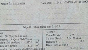 Bán nhà 38 Nguyễn Văn Lạc Phường 19 Quận Bình Thạnh