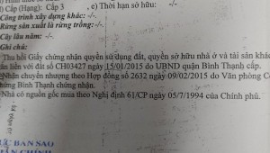 Bán nhà 6/3E Ngô Tất Tố Phường 22 Quận Bình Thạnh