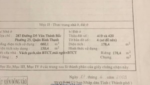 Bán nhà 81-83 D5 Phường 25 Quận Bình Thạnh