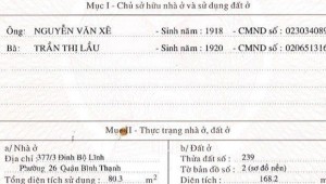 Bán nhà 377/38 Đinh Bộ Lĩnh Phường 26 Quận Bình Thạnh