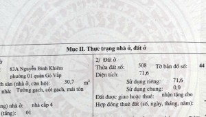 Bán nhà 83-83A Nguyễn Bỉnh Khiêm Phường 1 Quận Gò Vấp