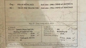 Bán nhà 44/9/5A Phạm Ngũ Lão Phường 3 Quận Gò Vấp