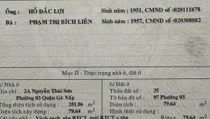 Bán nhà 2A Nguyễn Thái Sơn Phường 3 Quận Gò Vấp