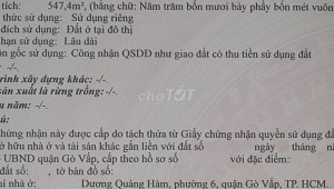 Bán nhà 496/63 Dương Quảng Hàm Phường 6 Quận Gò Vấp