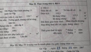 Bán nhà 546Thửa: 09Tờ: 53 Phạm Văn Chiêu Phường 13 Quận Gò Vấp