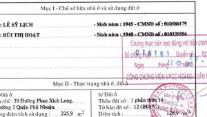 Bán nhà 39Thửa: 1 Phần ThửaTờ: 12 (BĐĐC) Phan Xích Long Phường 3 Quận Phú Nhuận