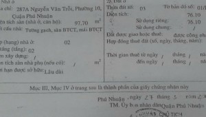 Bán nhà 287A Nguyễn Văn Trỗi Phường 10 Quận Phú Nhuận