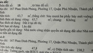 Bán nhà 167 Phan Đình Phùng Phường 17 Quận Phú Nhuận