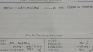 Bán nhà B24 Bạch Đằng Phường 1 Quận Tân Bình