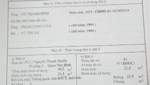 Bán nhà 91/13 Nguyễn Thanh Tuyền Phường 2 Quận Tân Bình