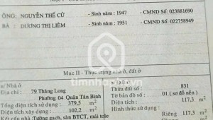 Bán nhà 79 Thăng Long Phường 4 Quận Tân Bình