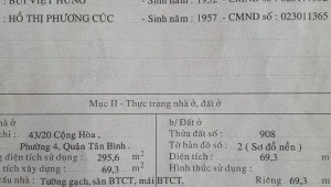Bán nhà 43/20 Cộng Hòa Phường 4 Quận Tân Bình