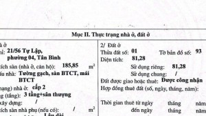 Bán nhà 21/56 Tự Lập Phường 4 Quận Tân Bình