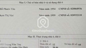 Bán nhà 453 Hoàng Văn Thụ Phường 4 Quận Tân Bình