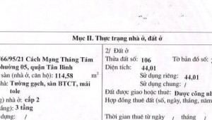 Bán nhà 766/95/21 Cách Mạng Tháng Tám Phường 5 Quận Tân Bình
