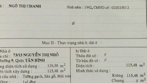 Bán nhà 199 Nguyễn Thị Nhỏ Phường 9 Quận Tân Bình