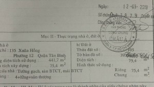 Bán nhà 135 Xuân Hồng Phường 12 Quận Tân Bình