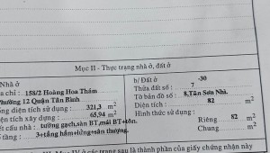 Bán nhà 158/2 Hoàng Hoa Thám Phường 12 Quận Tân Bình
