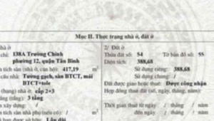 Bán nhà 138A Trường Chinh Phường 12 Quận Tân Bình