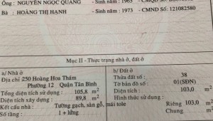 Bán nhà 250 Hoàng Hoa Thám Phường 12 Quận Tân Bình