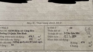 Bán nhà 62/30-62/30A Nhất Chi Mai Phường 13 Quận Tân Bình