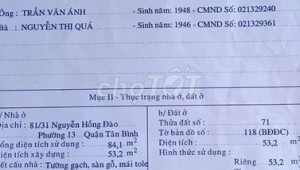 Bán nhà 81/31 Nguyễn Hồng Đào Phường 14 Quận Tân Bình