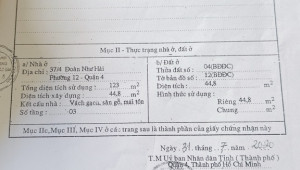 Bán nhà 37/4 Đoàn Như Hài, Quận 4. DT: 5.0m x 9.2m, diện tích: 44m2 giá: 11.9 tỷ