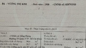 Bán nhà 175/6B Lê Hồng Phong, Quận 5. DT: 3.2m x 16.0m, diện tích: 55m2 giá: 9.0 tỷ