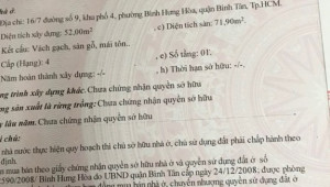 Bán nhà 16/7 đường số 9, Bình Tân. DT: 4.0m x 16.0m, diện tích: 57m2 giá: 4.35 tỷ