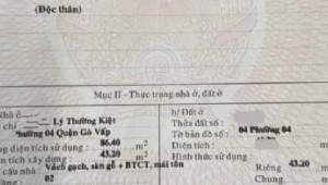 Bán nhà 109/11 Lý Thường Kiệt, Gò Vấp. DT: 4.0m x 12.0m, diện tích: 48m2 giá: 4.5 tỷ